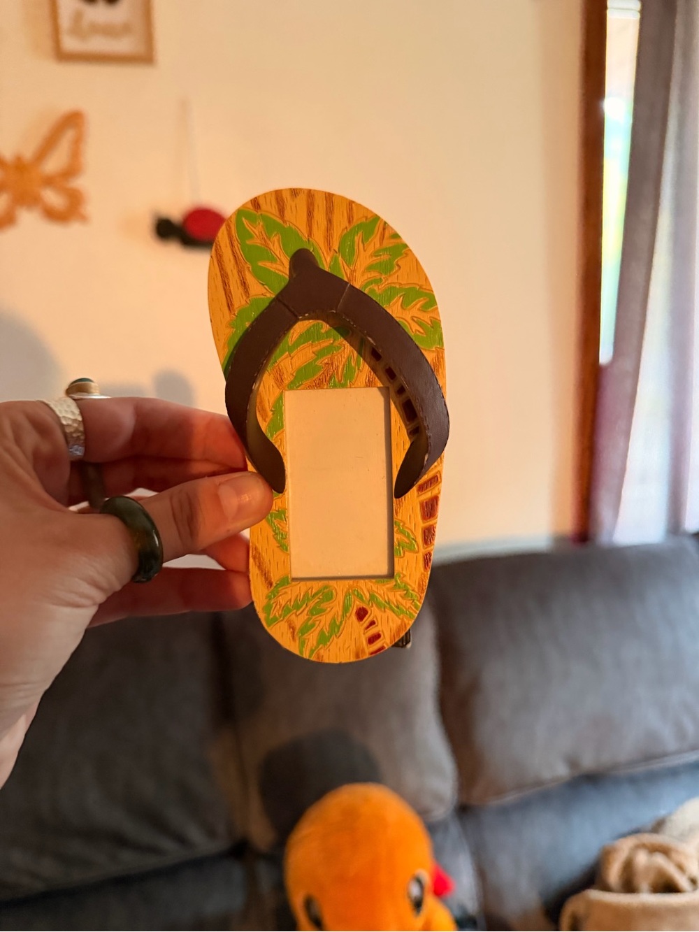 Kids Tropical Flip Flop Photo Frame - Yellow & Brown
